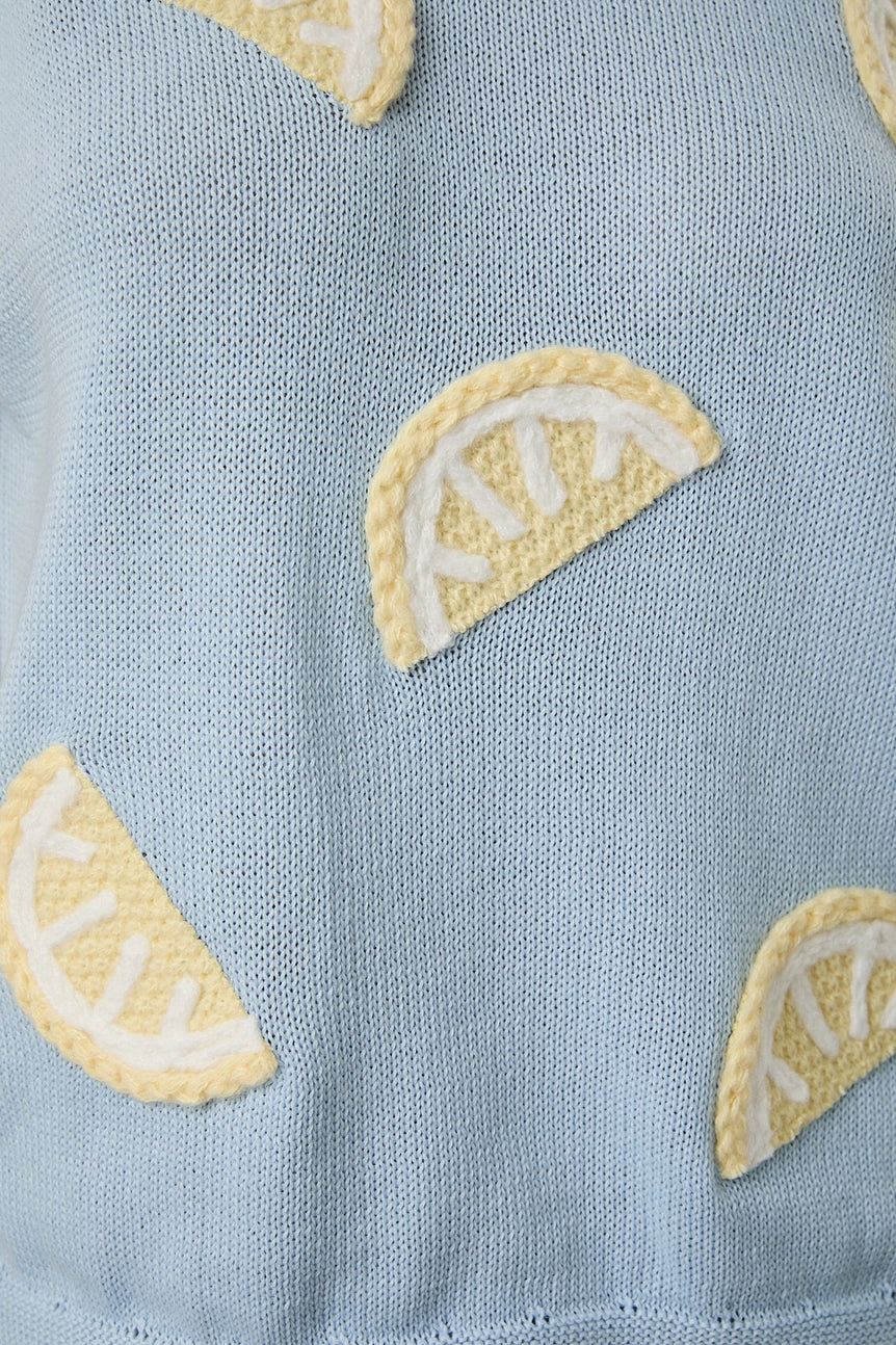 Lemon Patched Knit Top