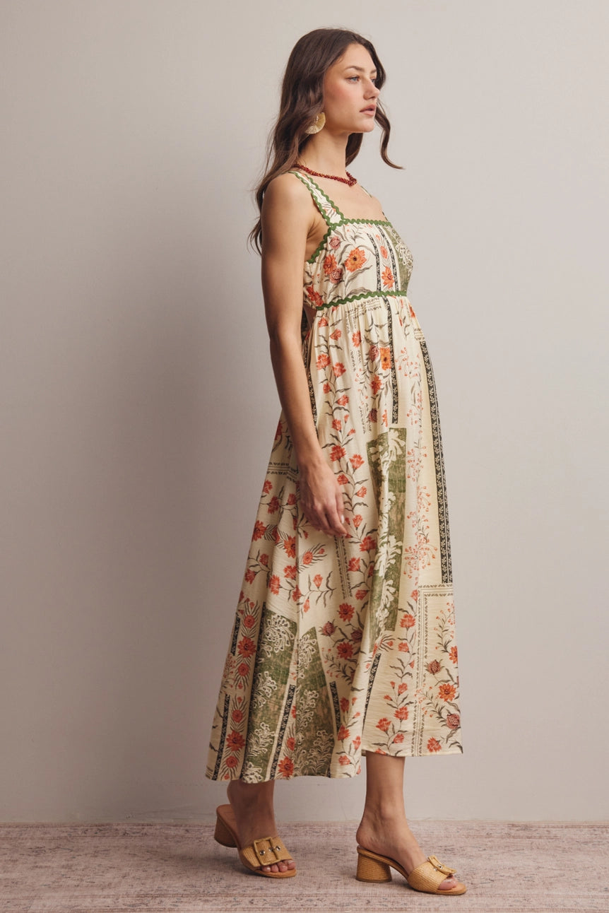 Printed Open-Back Maxi Dress