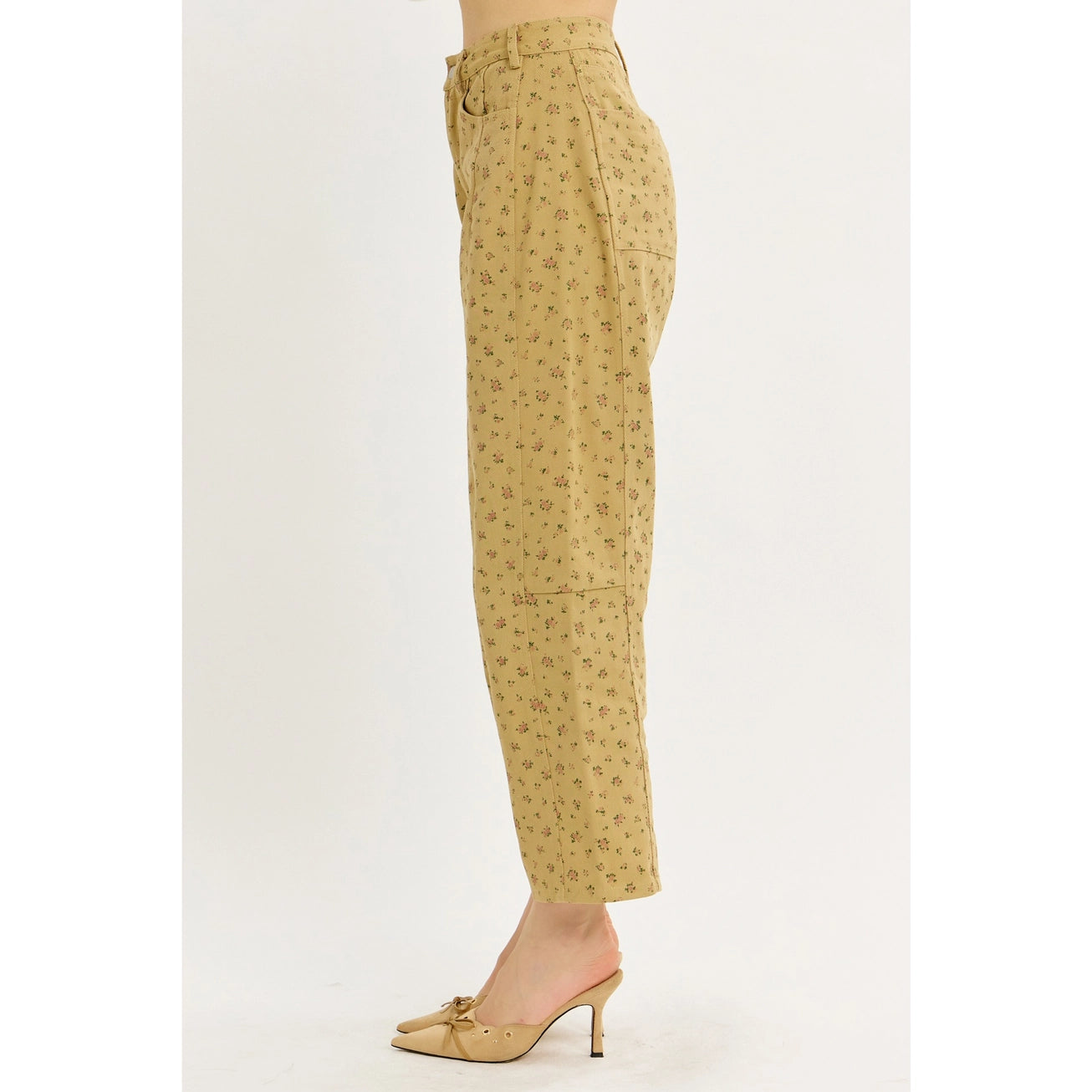 Ditsy Flower Twill Barrel Leg Pants