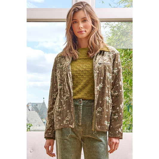Champagne Embroidered Velvet Jacket