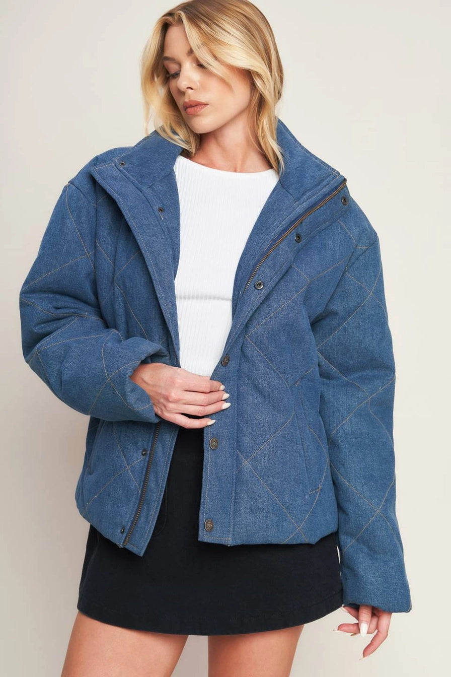 Medium Indigo Denim Quilted Jacket