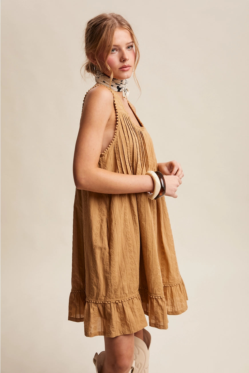 Textured Pintuck Mini Dress