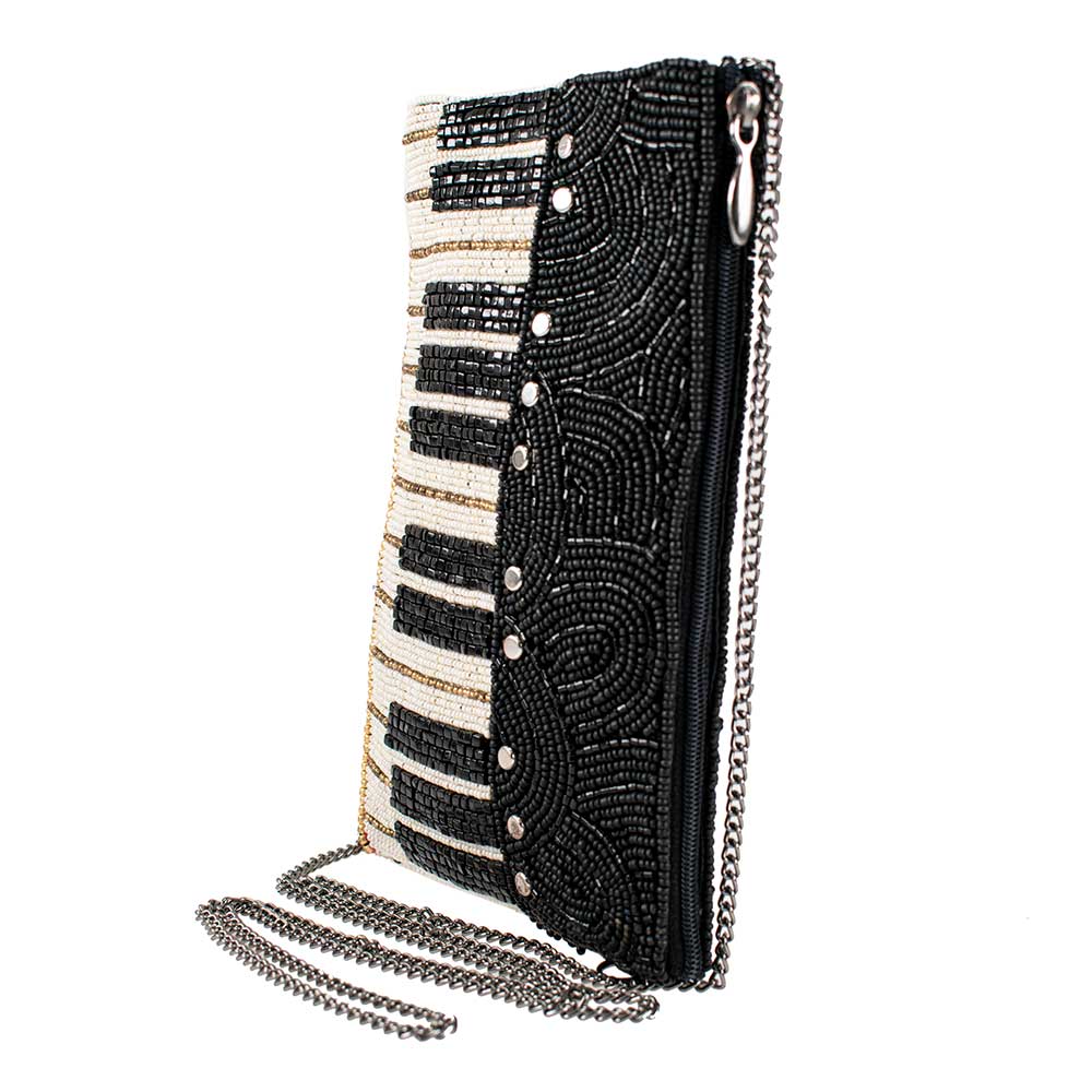 Mary Frances Keys To My Heart Beaded Piano Keys Crossbody Phone Bag