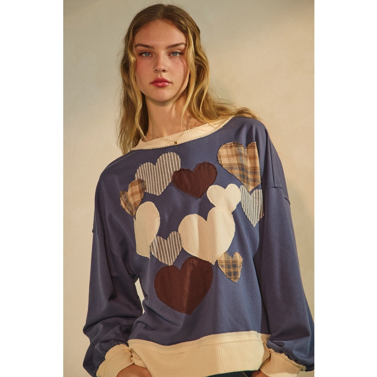 Navy Heart Applique Sweatshirt