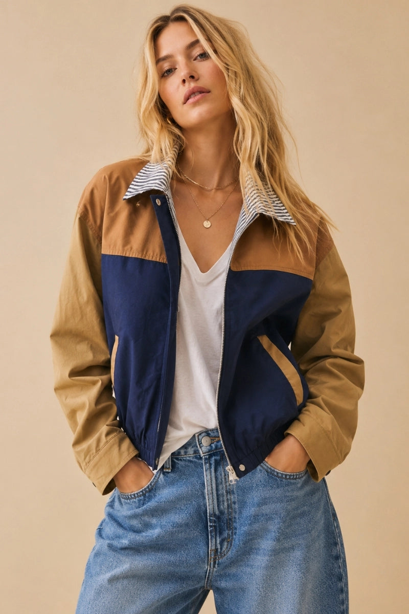 The Coastal Colorblock Bomber Jacket