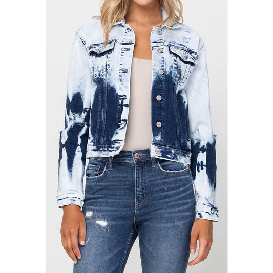 Classic Tie Dye Cropped Denim Jacket