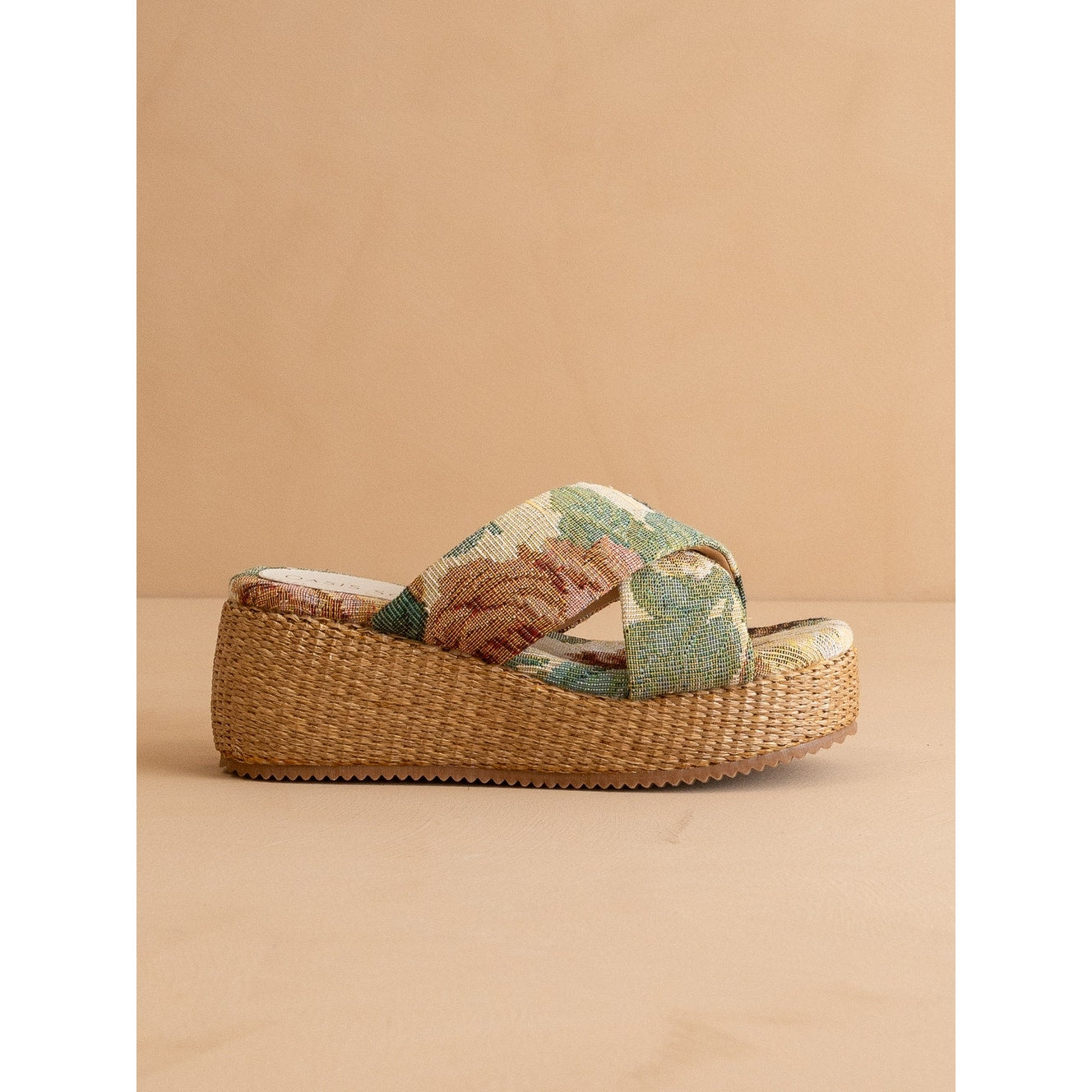 The Fresno Floral Raffia Platform Sandal