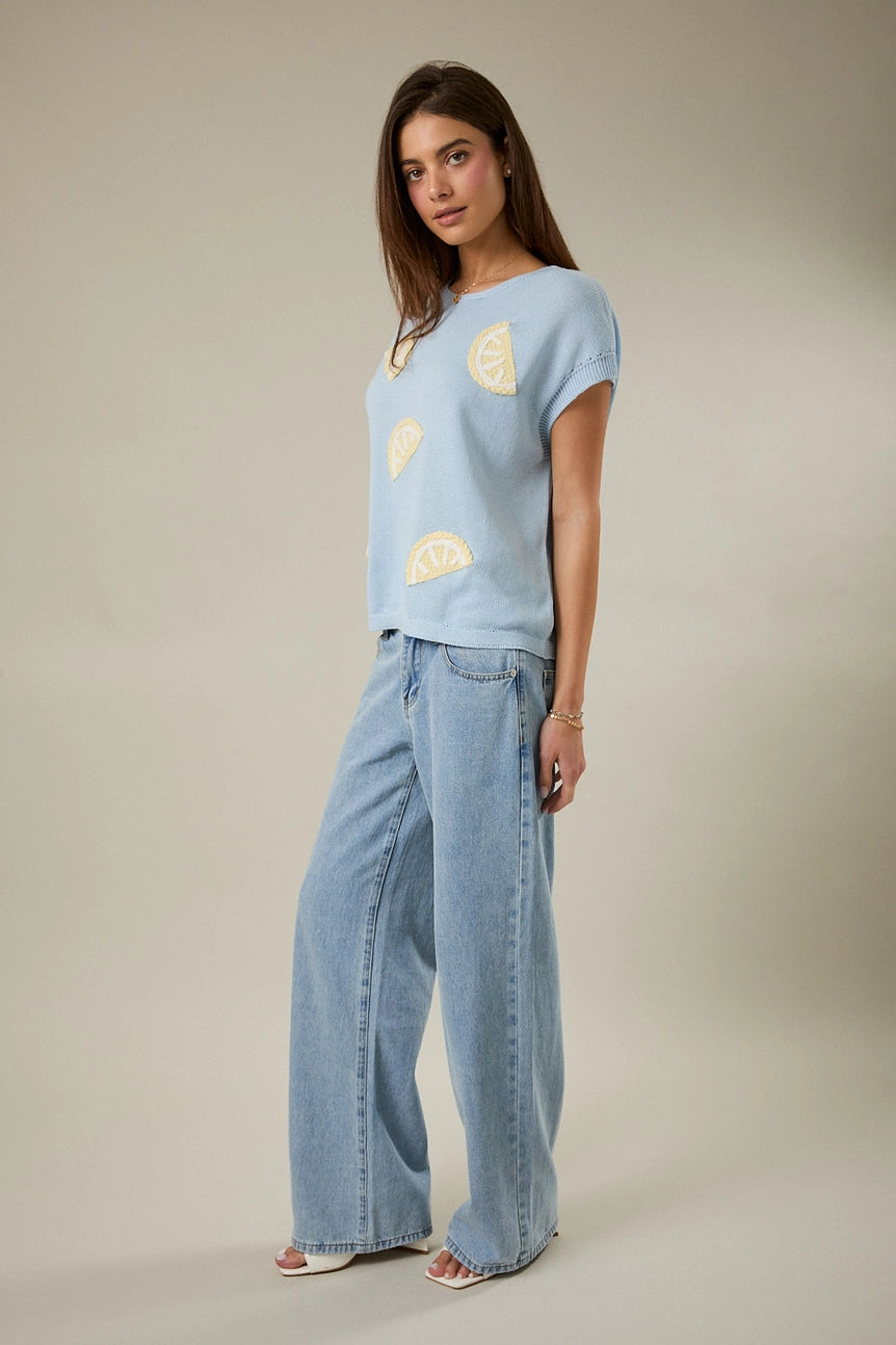 Lemon Patched Knit Top