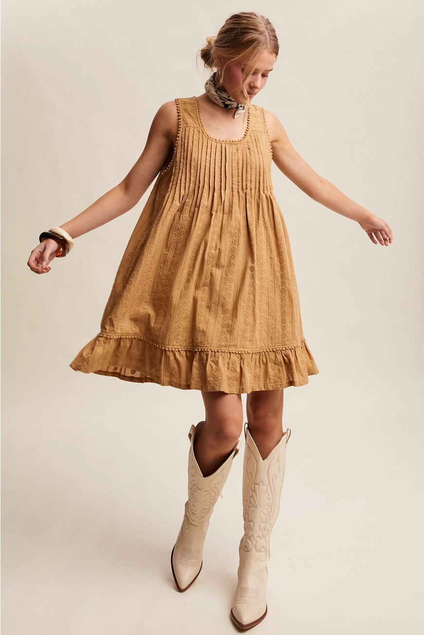 Textured Pintuck Mini Dress