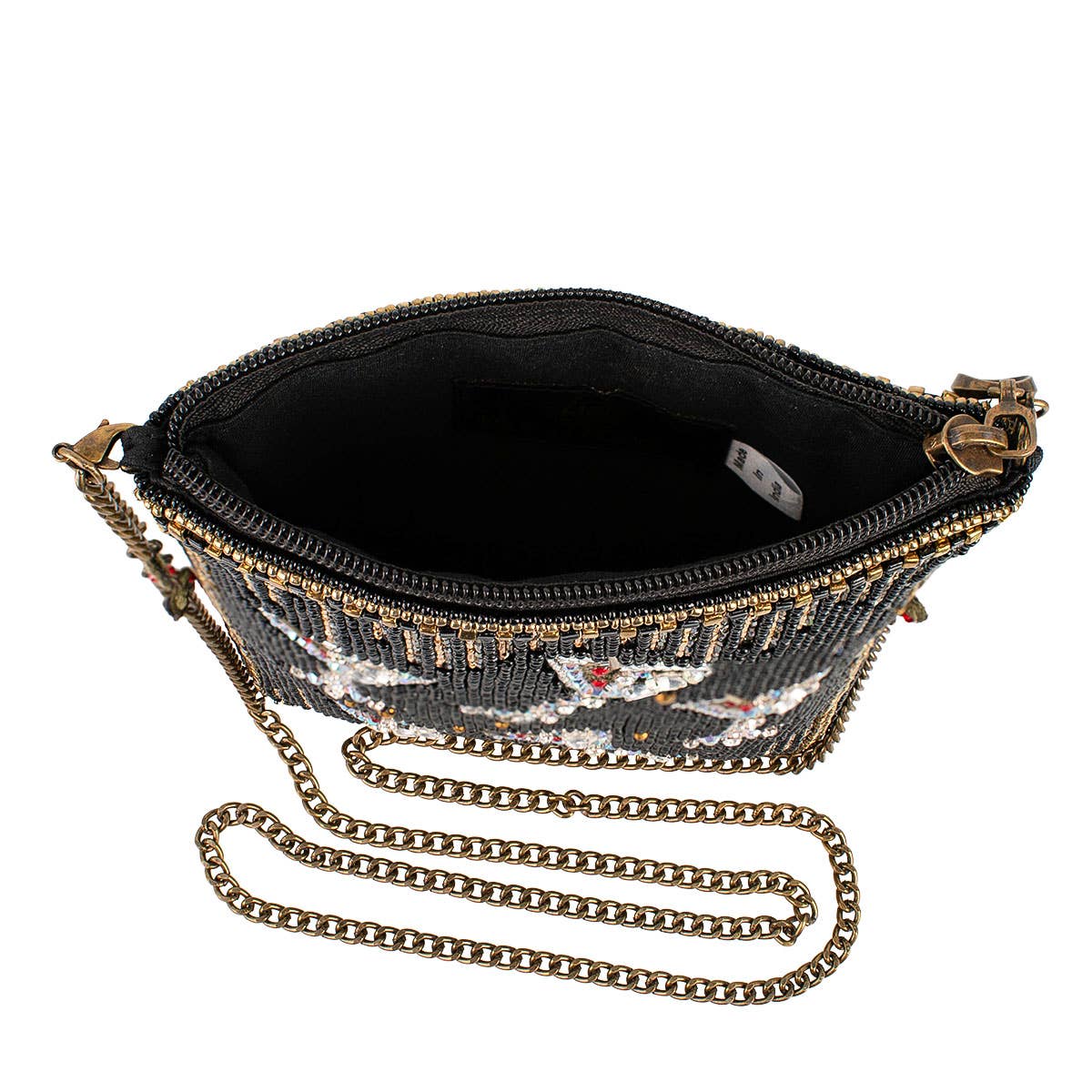 Mary Frances Sip Happens Black and Diamond Beaded Martini Crossbody