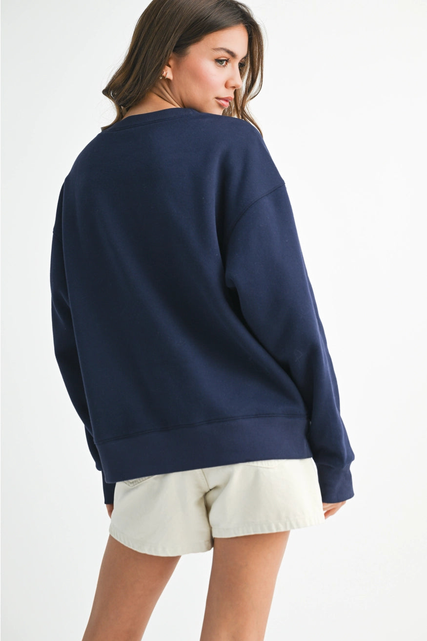 East Coast Navy Vintage Fleece Pullover Sweatshirt