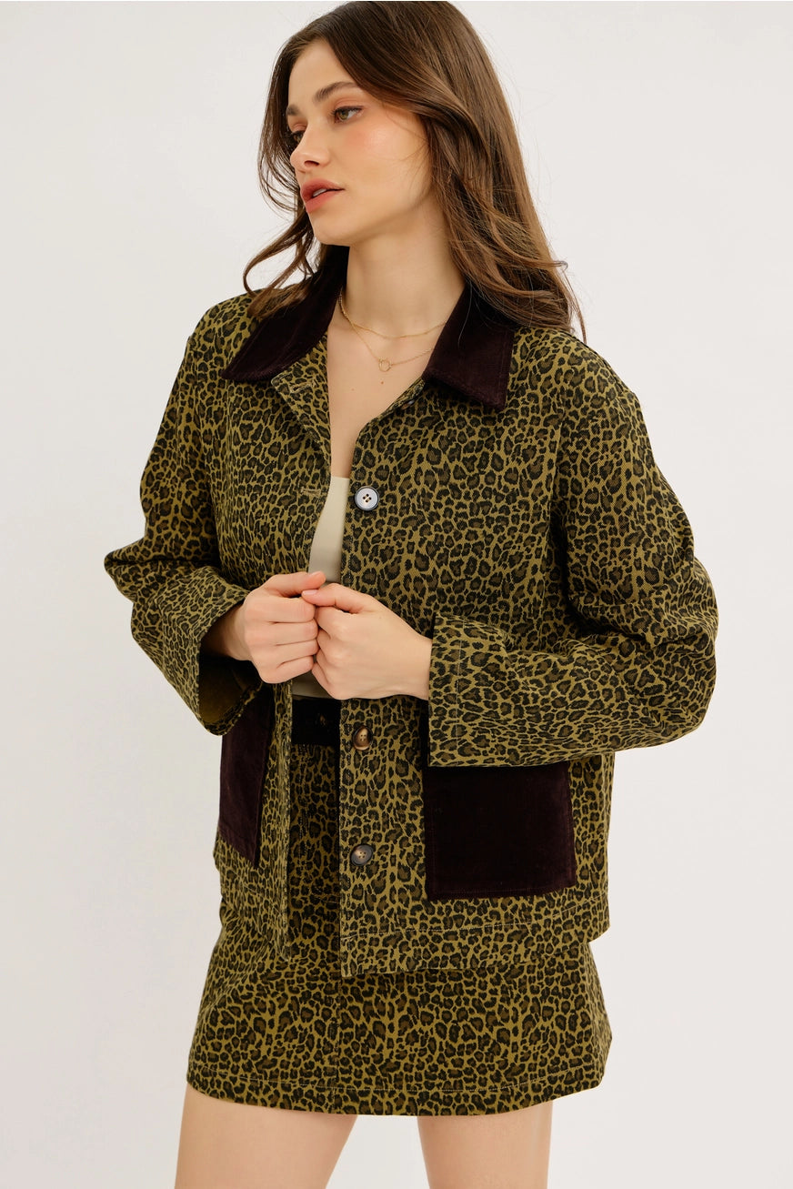 Cool Girl Uniform Leopard Utility Jacket