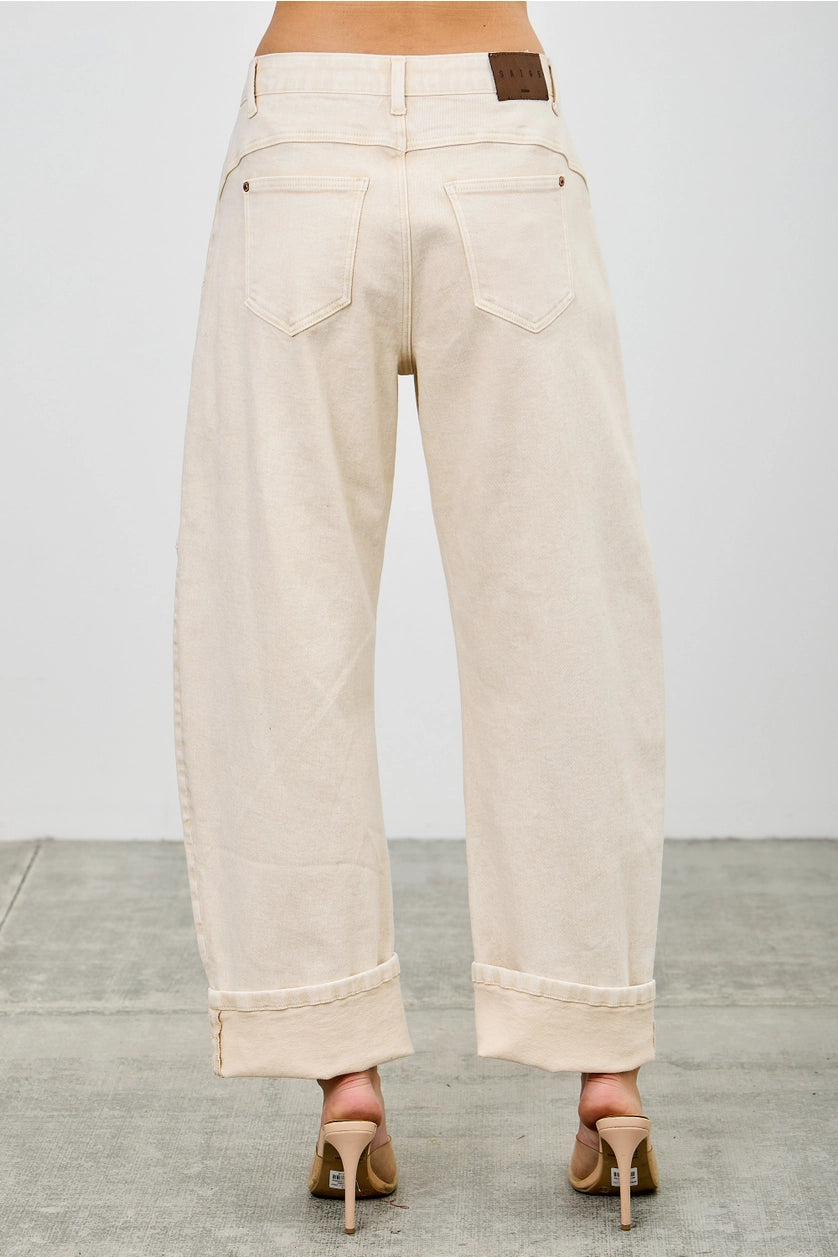 Beige Western Barrel Pants