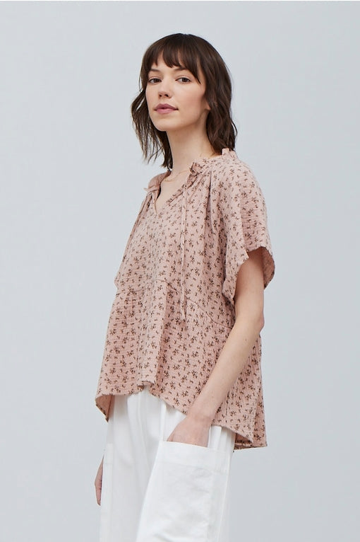 Grade & Gather - Floral Print Gauze Blouse