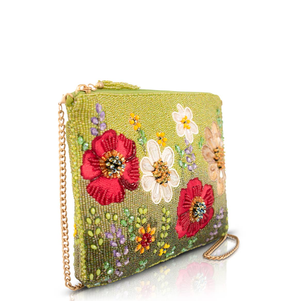 Mary Frances Day In The Park Floral Beaded Crossbody Handbag