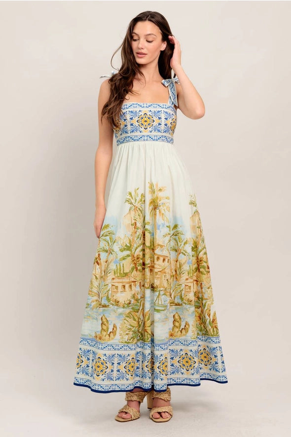 Ivory Village Mosaic Smocked Maxi Dress