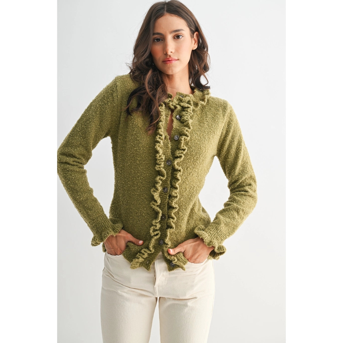 Cozy Ruffled-Trimmed Cardigan