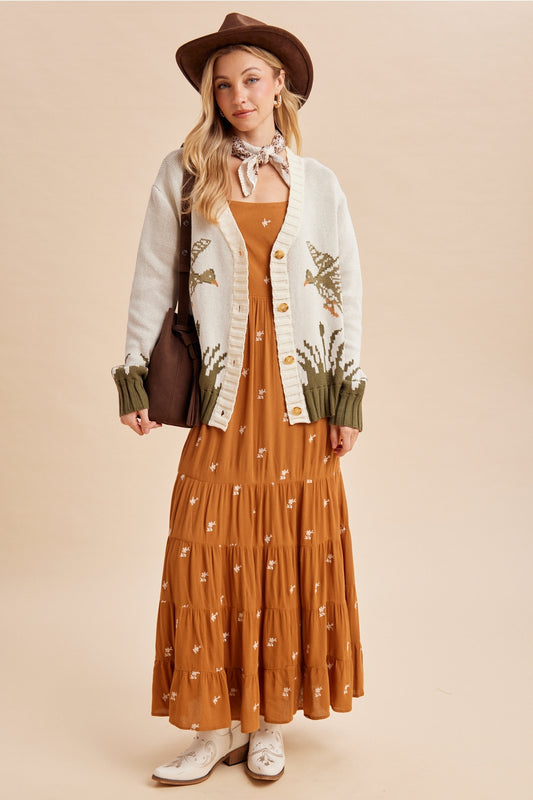 Whimsical Bird Knitted Cardigan