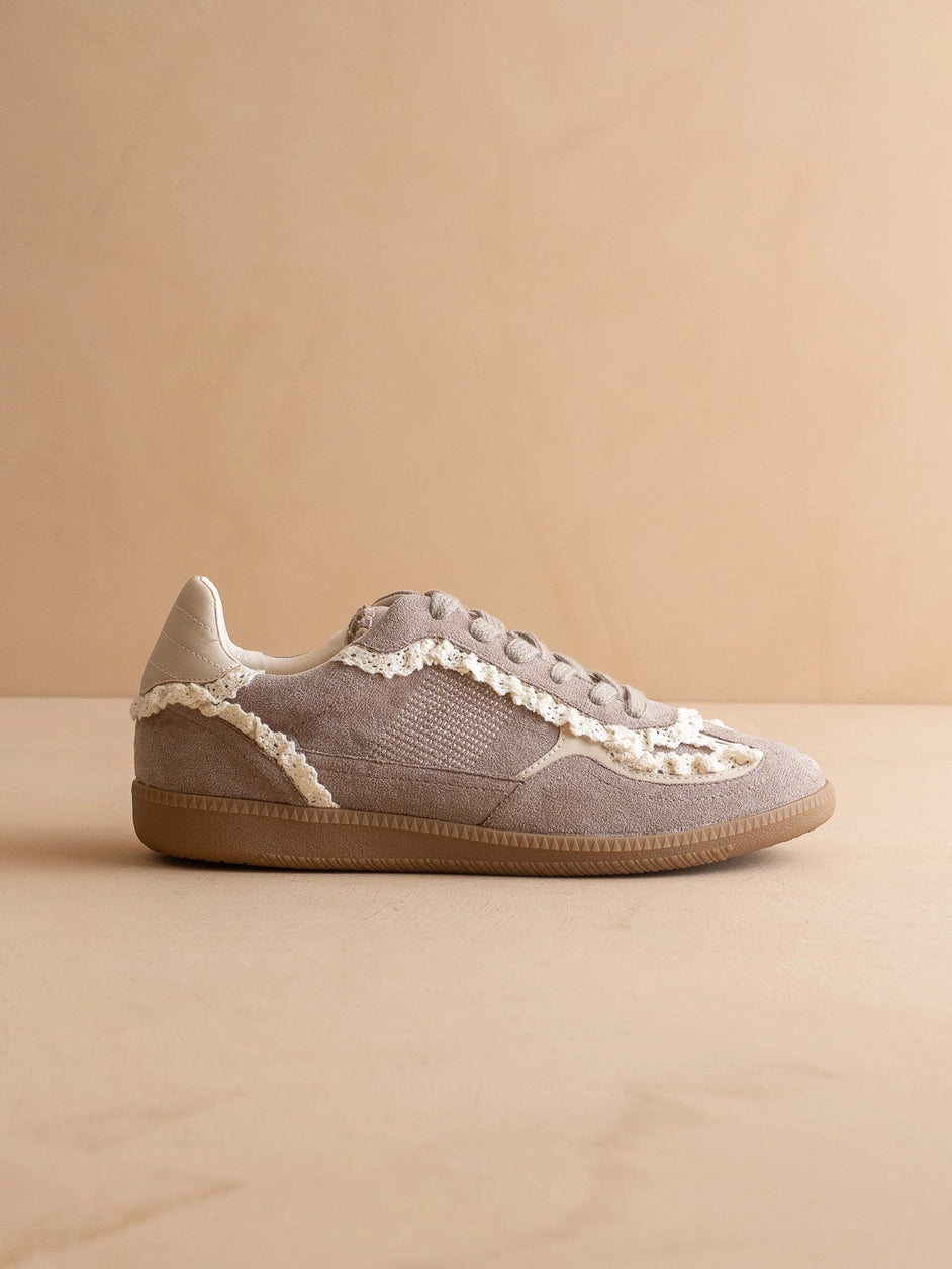 The April | Dark Grey Lace-Trimmed Retro Sneaker