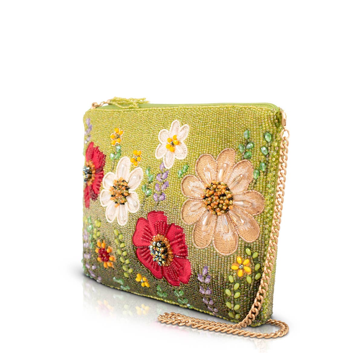 Mary Frances Day In The Park Floral Beaded Crossbody Handbag