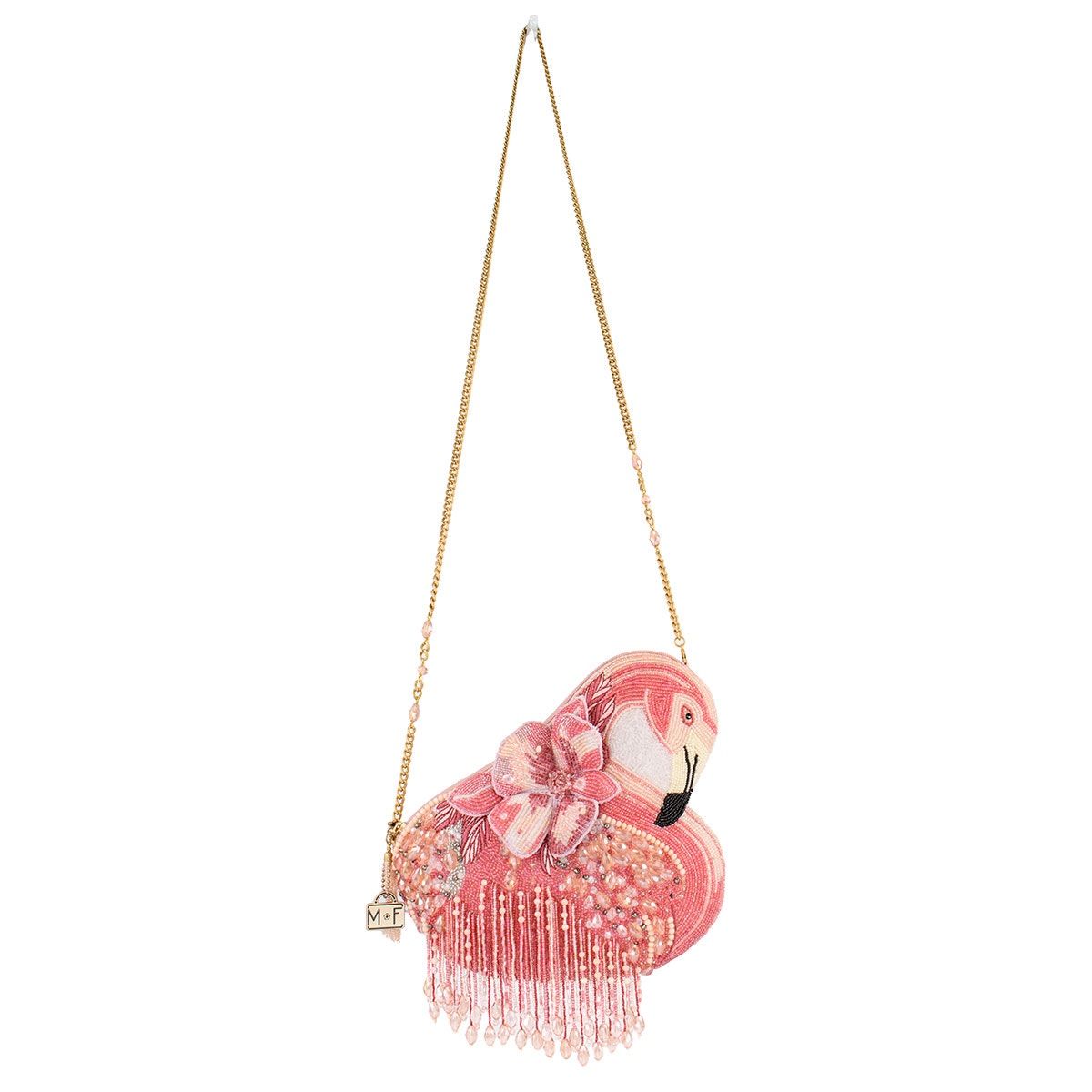 Mary Frances A Leg To Stand On Pink Flamingo Beaded Crossbody Handbag