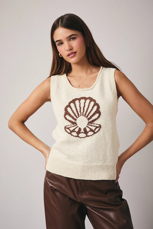 Sleeveless Shell Printed Sweater