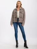Charcoal Washed Denim Large Front Pockets Jacket