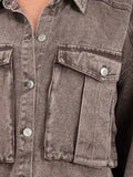 Charcoal Washed Denim Large Front Pockets Jacket