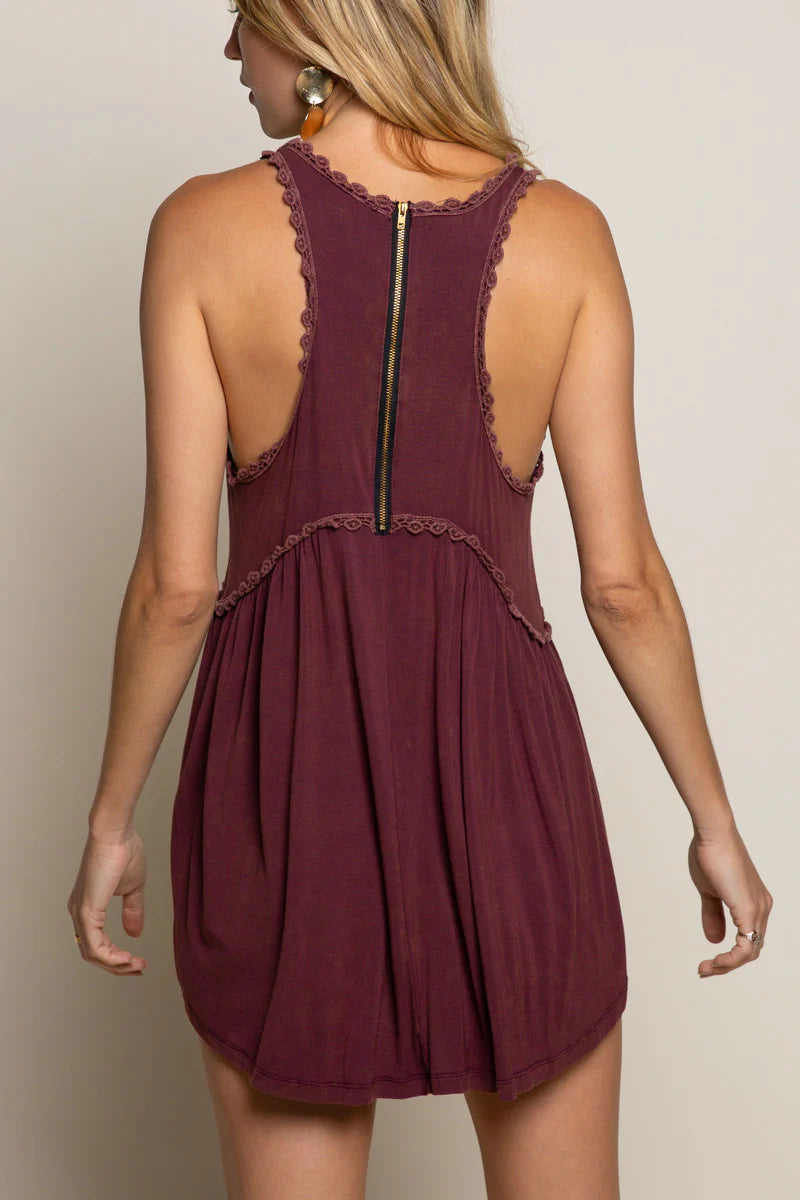 Crochet Trim Babydoll Tank Top