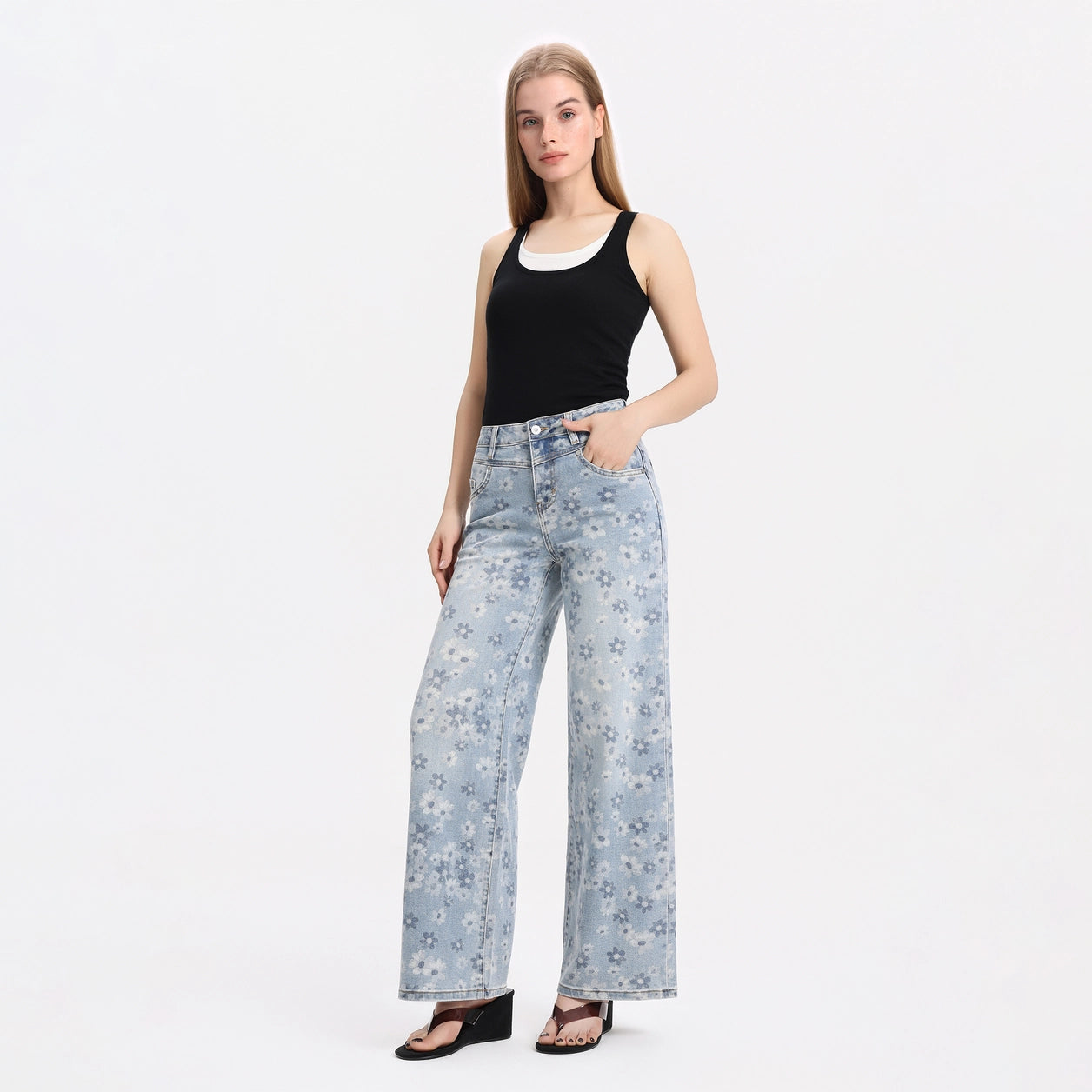 Daisy High-Rise Wide Leg Denim Jeans