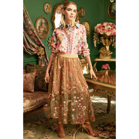 Aratta Burnt Copper Crafted Field Skirt