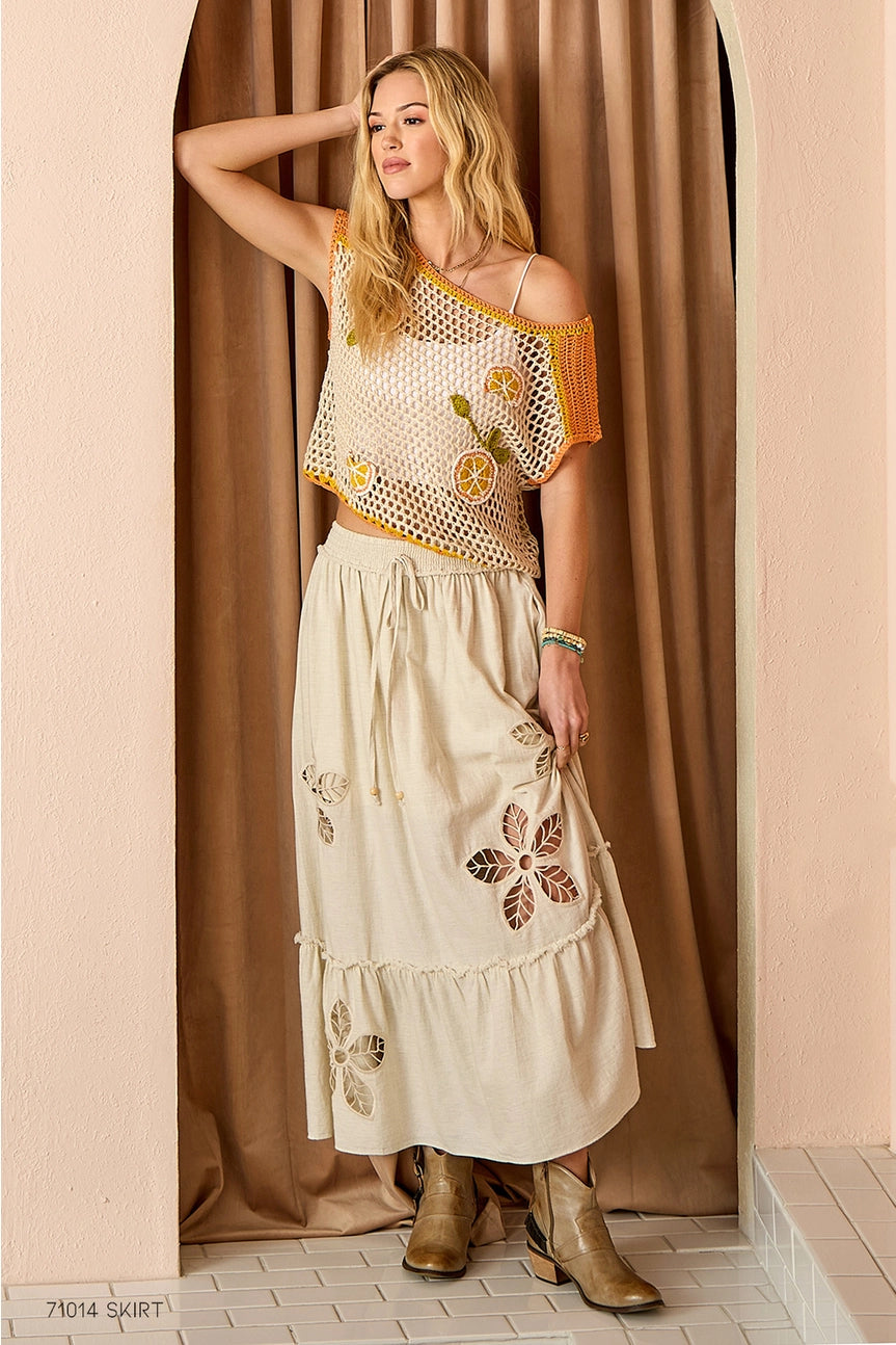 Oranges Embroidered Crochet Top