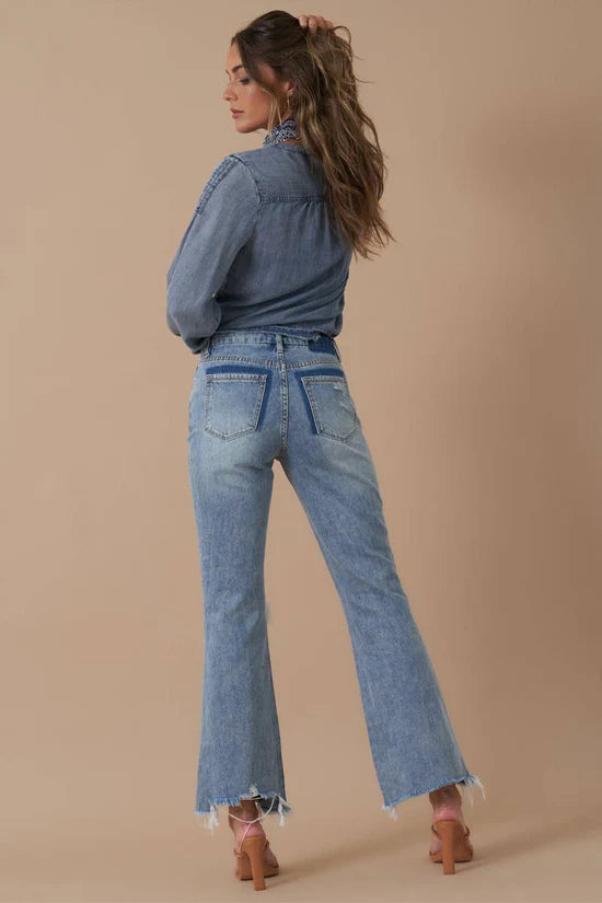 Insane Gene Mid-Rise Boyfriend Crop Flare Jeans