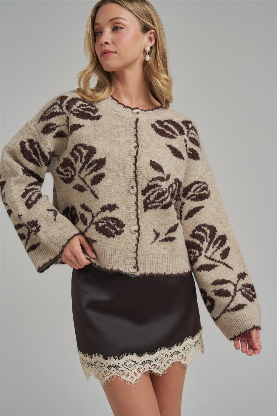 Floral Botanical Pattern Cardigan