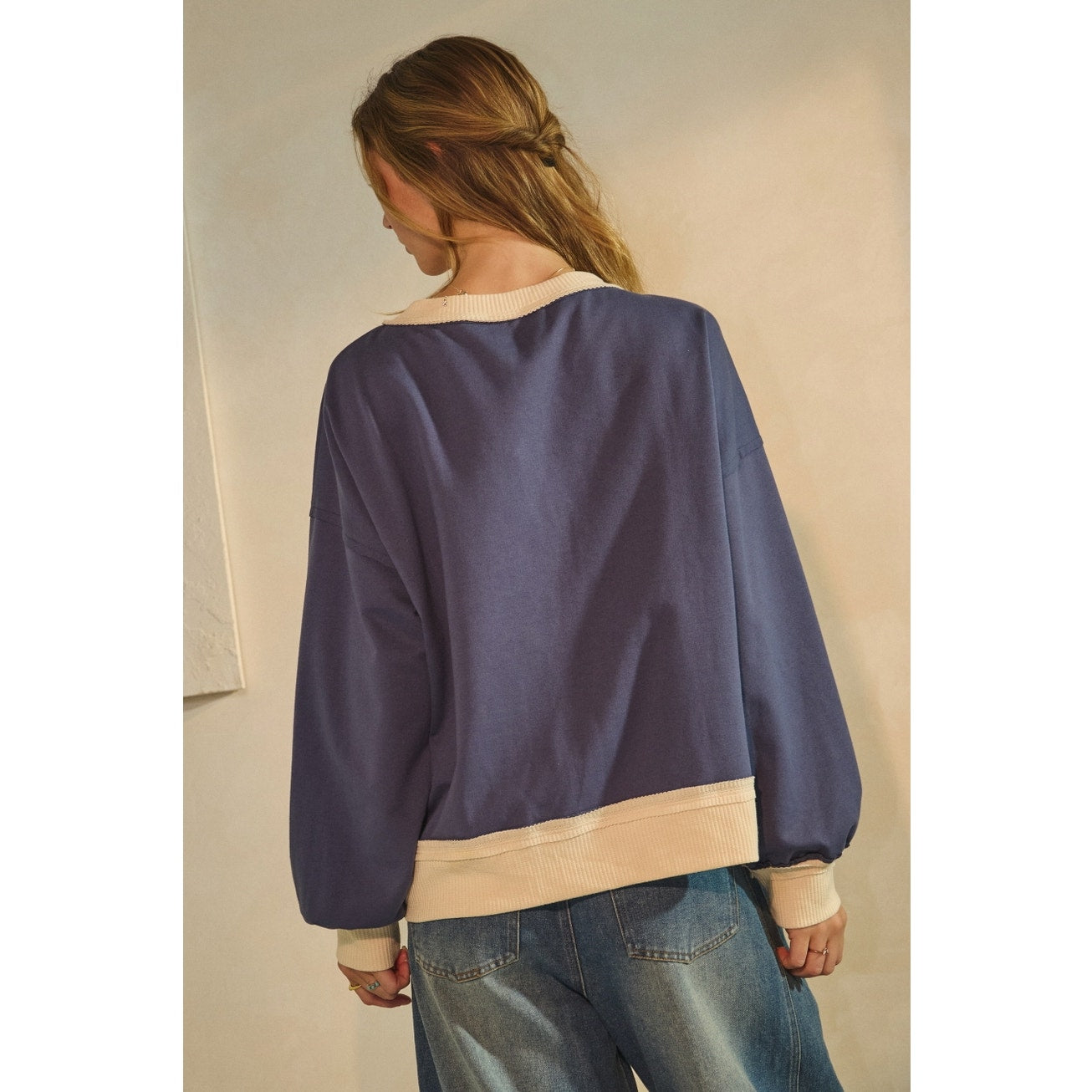 Navy Heart Applique Sweatshirt