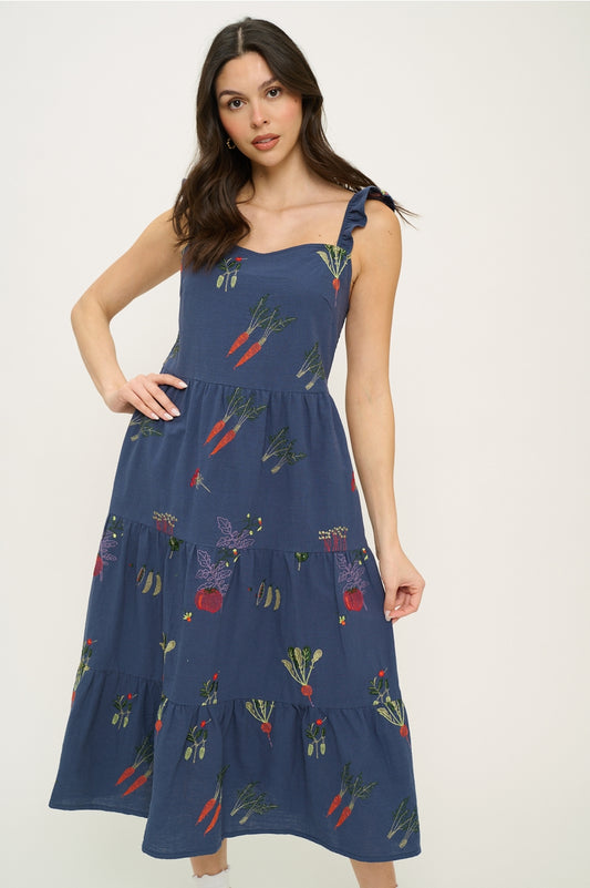 Veggie Garden Embroidered Dress