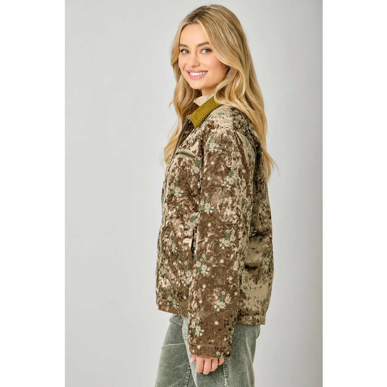 Champagne Embroidered Velvet Jacket