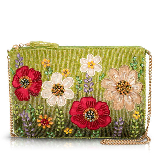 Mary Frances Day In The Park Floral Beaded Crossbody Handbag