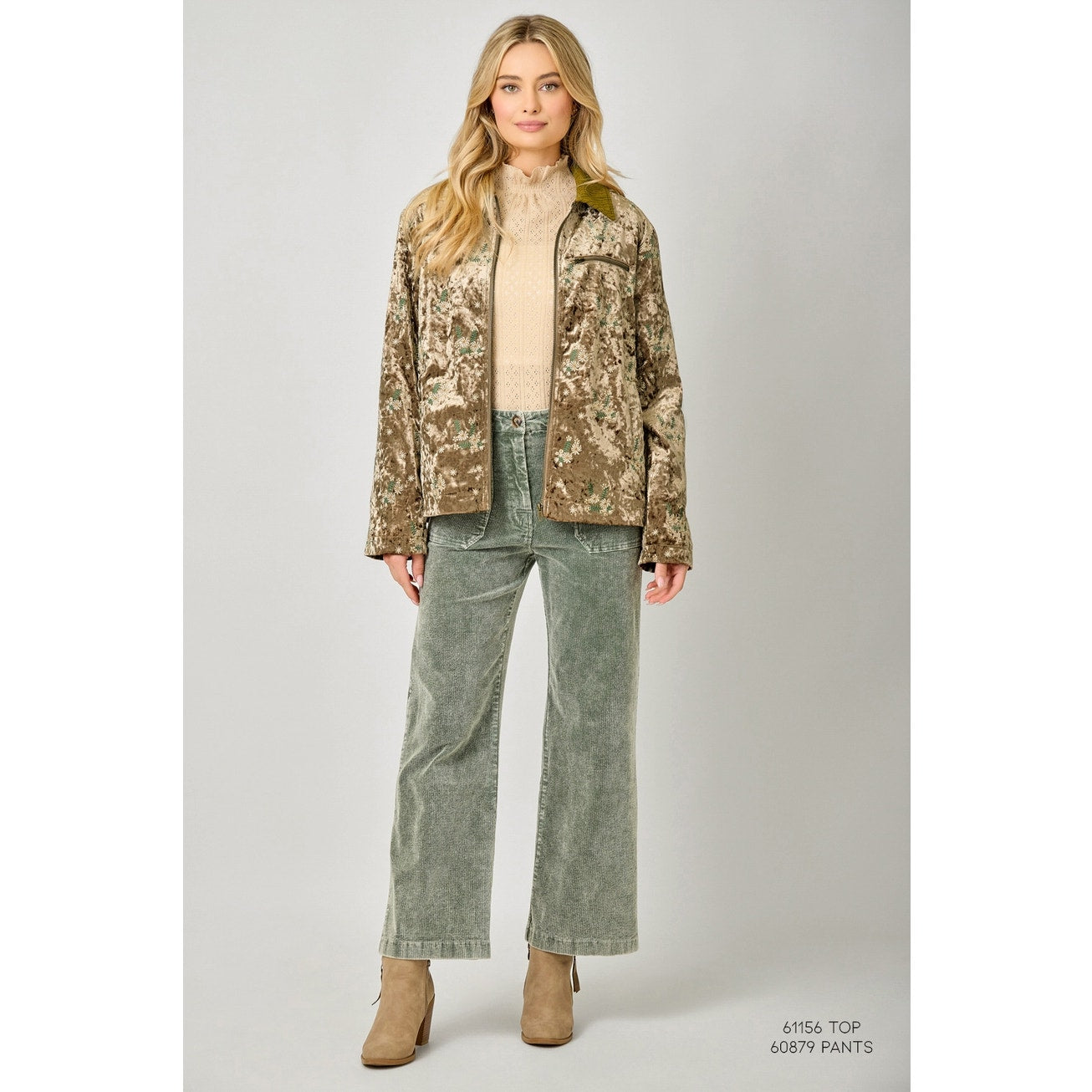 Champagne Embroidered Velvet Jacket