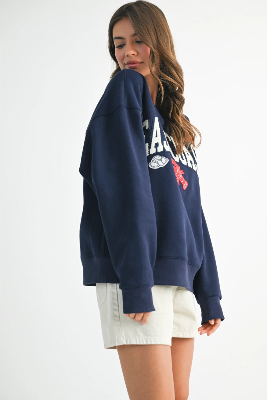 East Coast Navy Vintage Fleece Pullover Sweatshirt