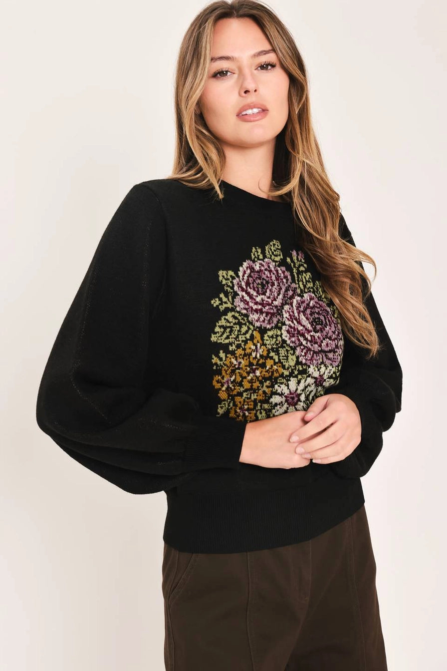 Cross Stitch Floral Sweater