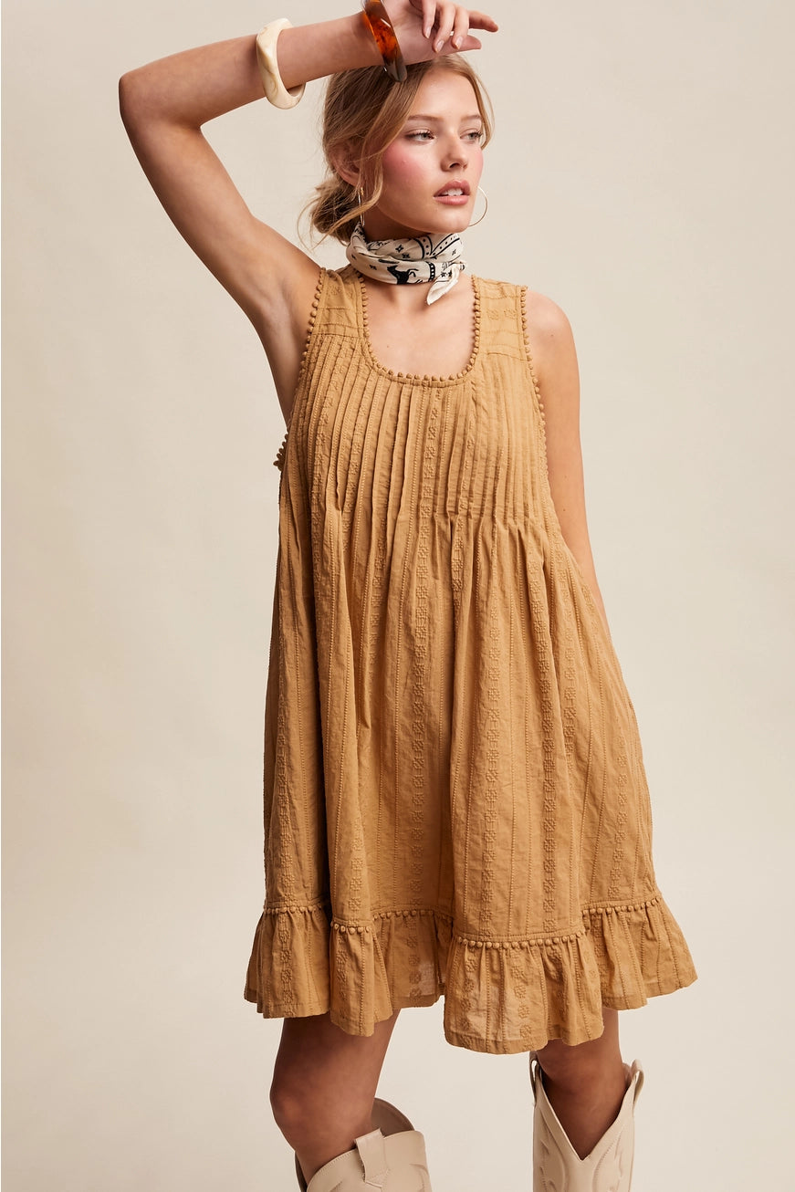 Textured Pintuck Mini Dress