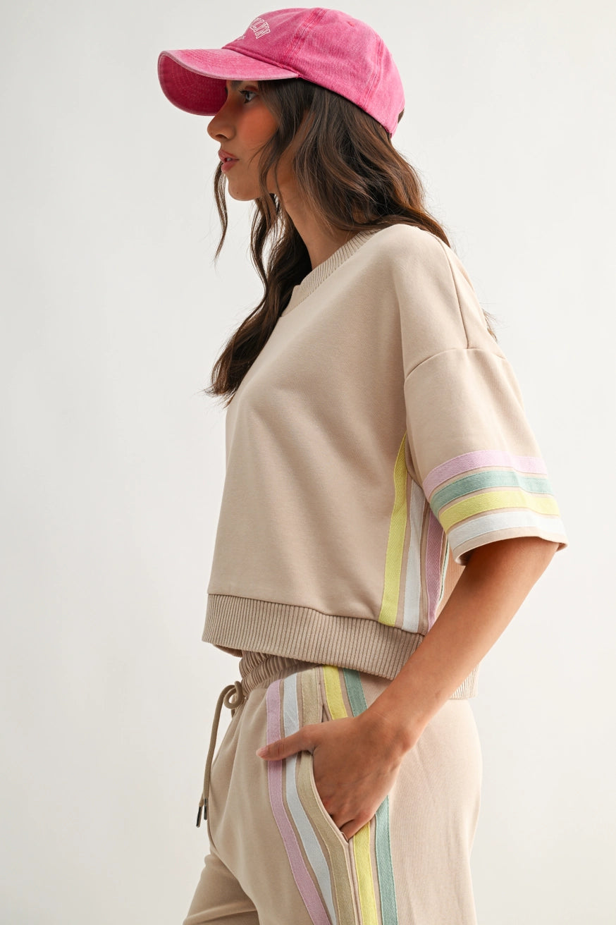 Game Day Pastel Stripe Lounge Top