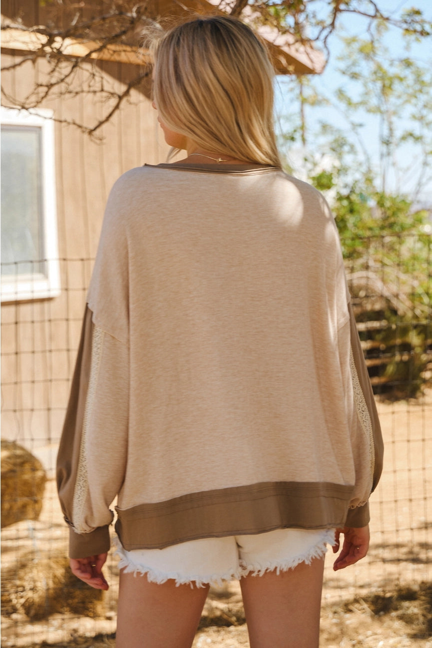 Oatmeal Color-block Sweatshirt