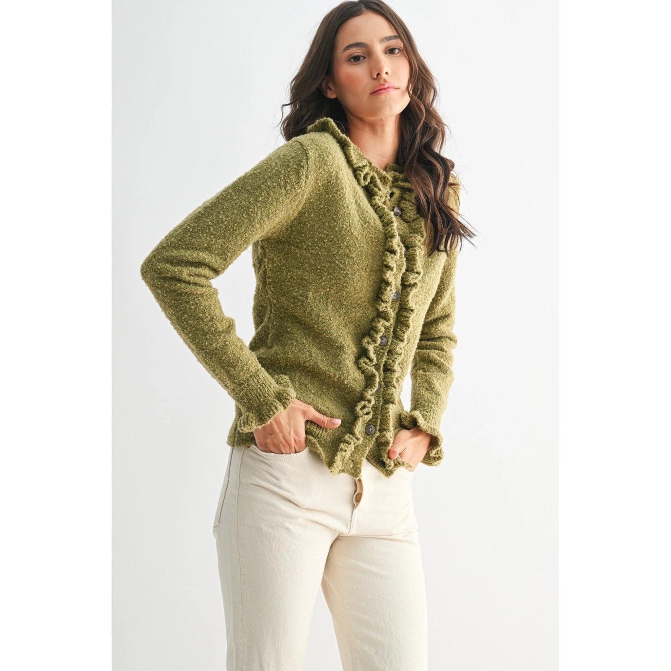 Cozy Ruffled-Trimmed Cardigan