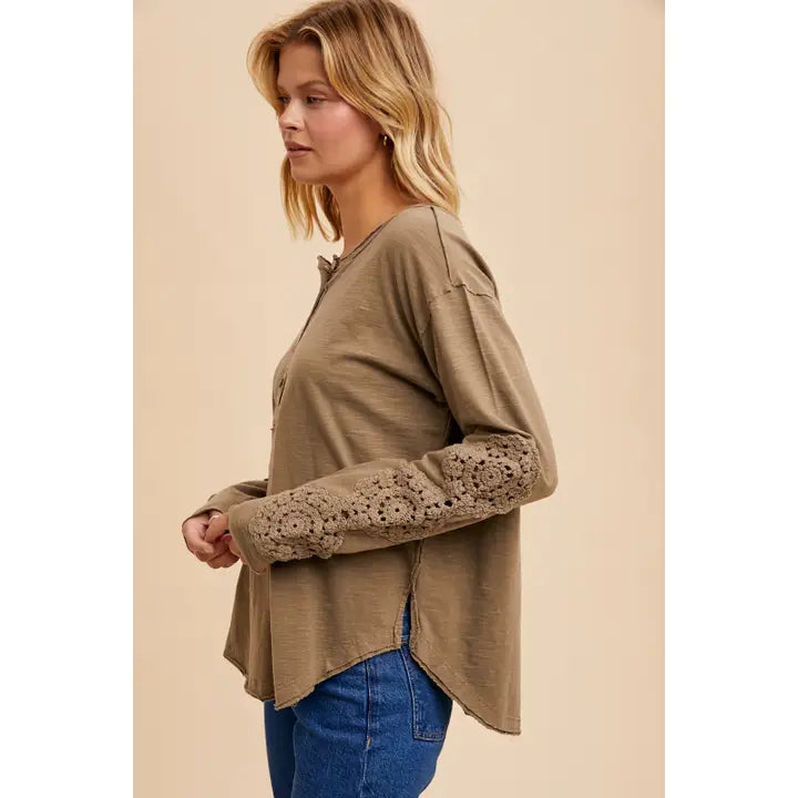 Crochet Patch Henley Top