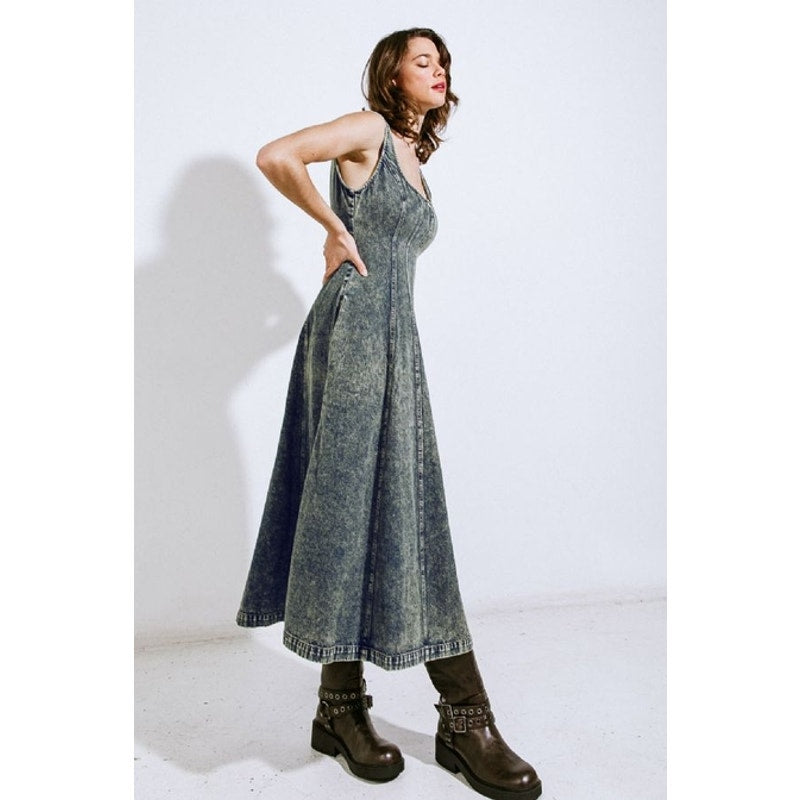 Denim Acid Size Small Washed Midi Dress