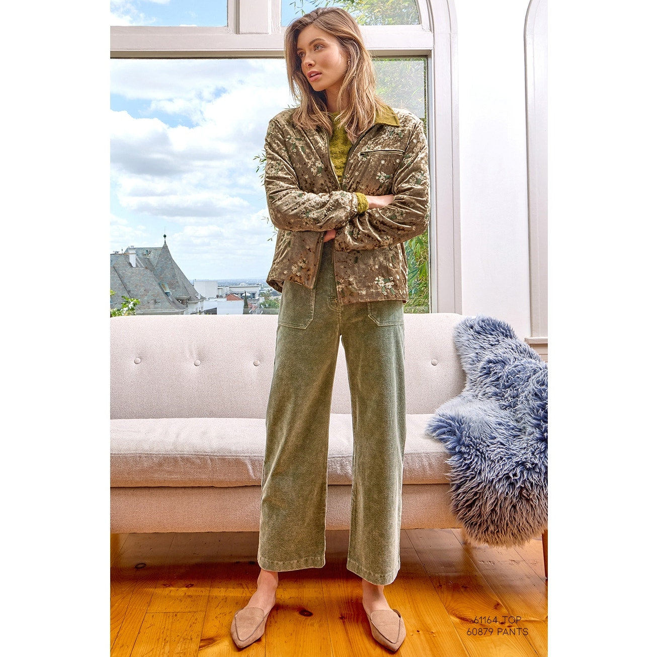 Champagne Embroidered Velvet Jacket