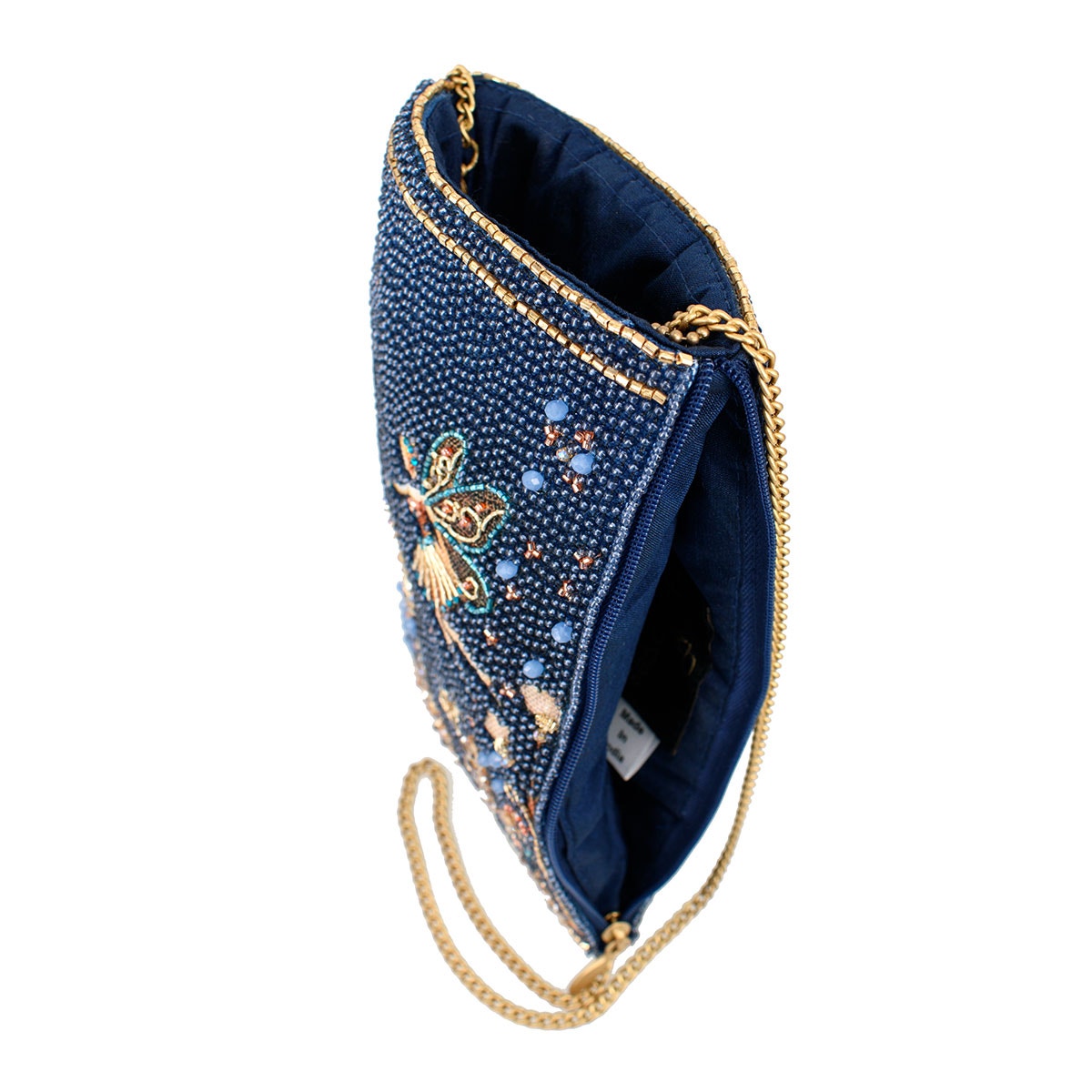 Mary Frances Fairy Dust and Floral Blue Beaded Crossbody Phone Bag