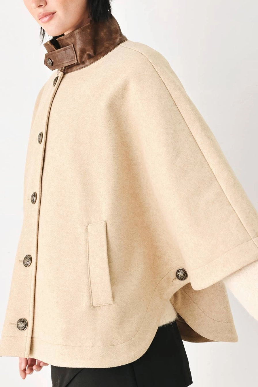 Taupe Solid Woven Capelet Jacket